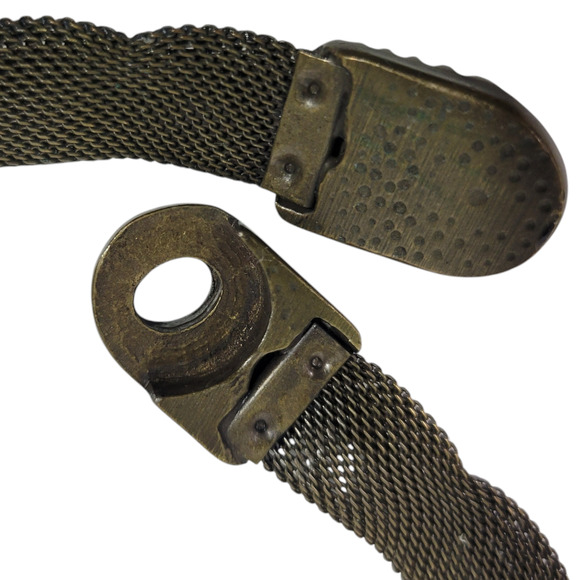 Mesh Scalloped Necklace Brown Brass Tone Choker Statement Fishnet Woven Collar - Picture 10 of 16